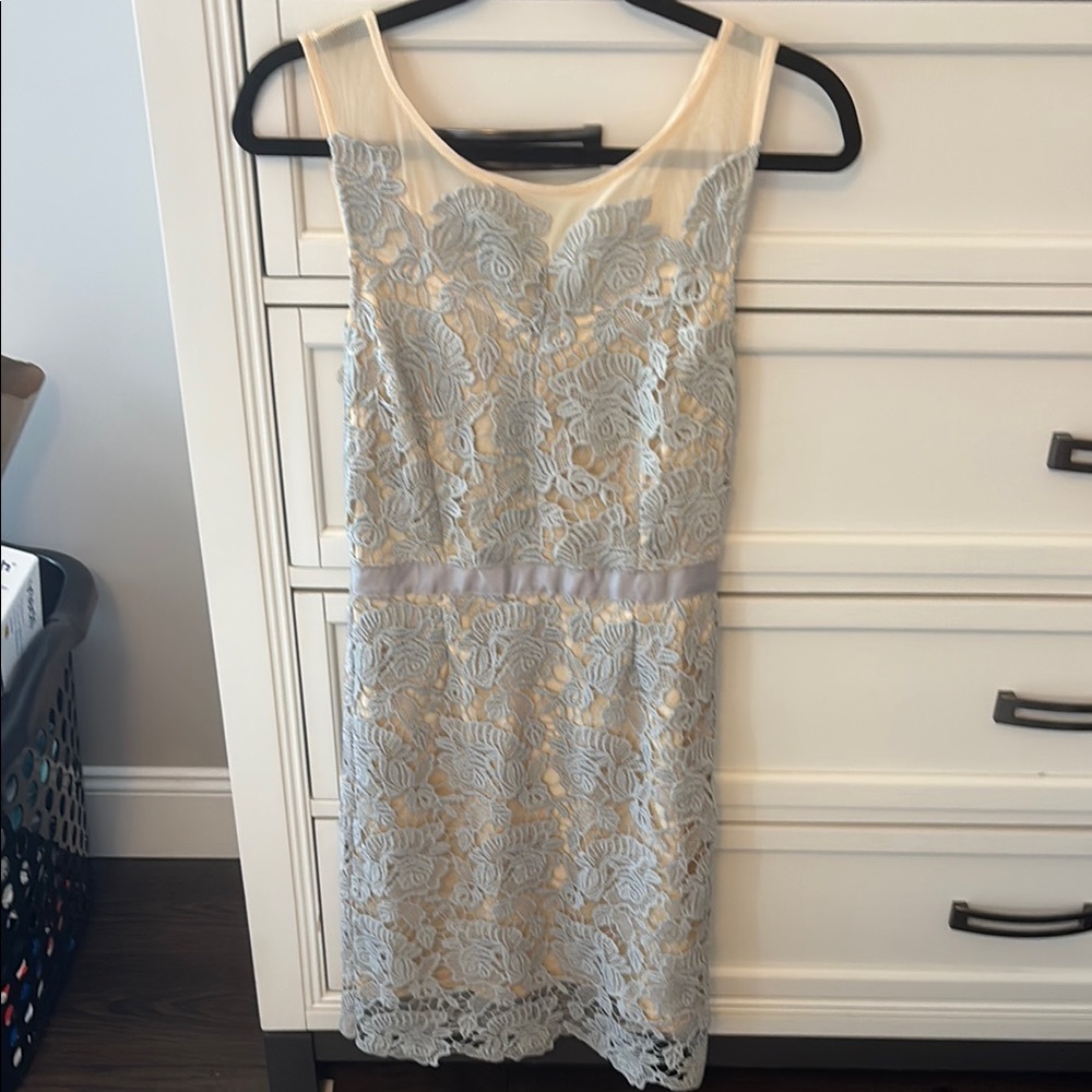 Lulu's Silver Sheath Midi Dress Sleeveless Scoop Neck